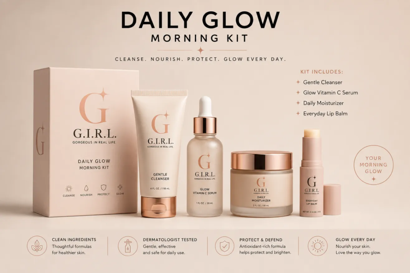 Daily Glow Morning Kit - Clean vegan skincare and lip care by G.I.R.L.