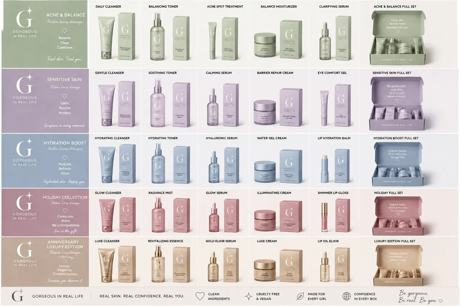 G.I.R.L. skinimalism collection of clean skincare and vegan lip care